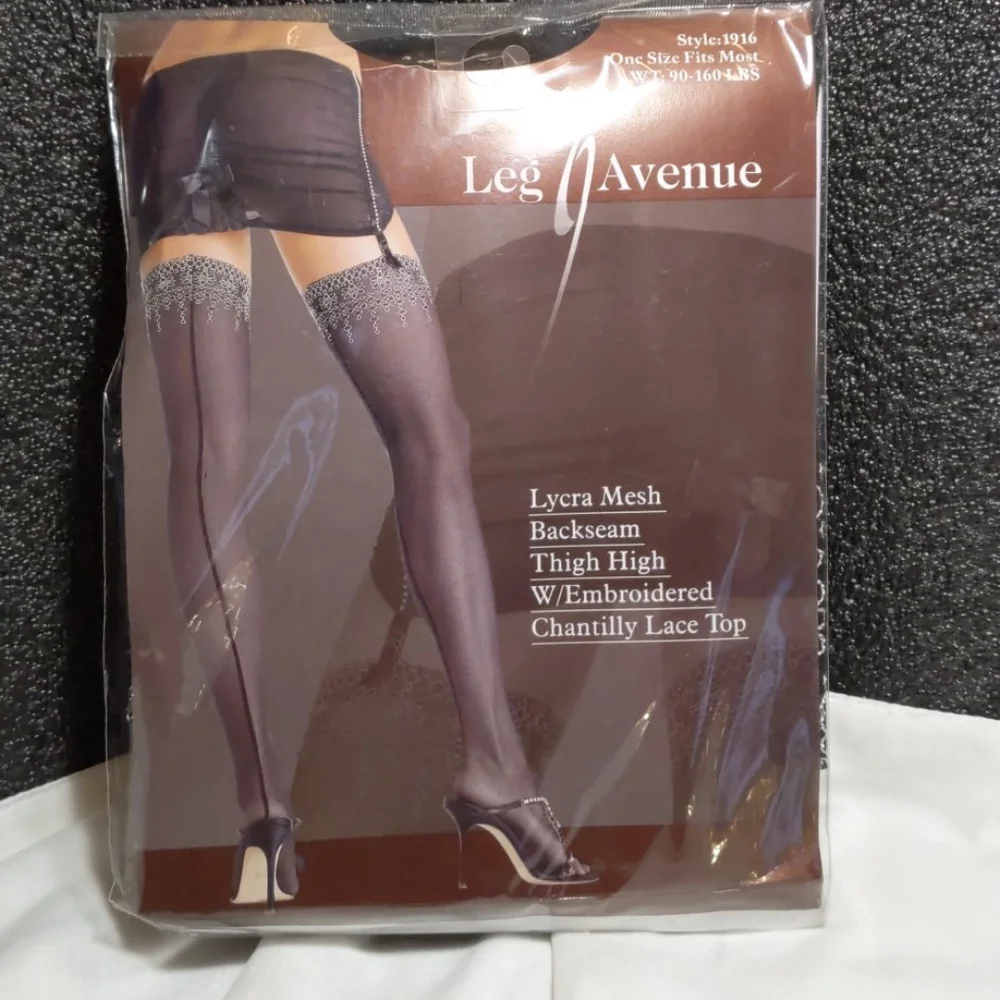 Leg avenue lycra mesh backseam thigh high stockings